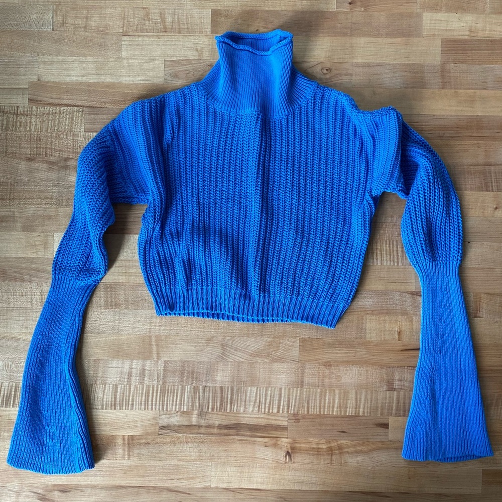 AmericanApparel Fisherman Bell Sleeve Sweater Blue